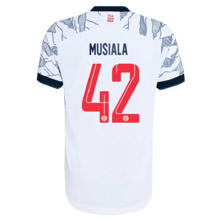 Niño Fútbol Camiseta Jamal Musiala #42 Gris Blanco 3ª Equipación 2021/22 La Camisa Chile