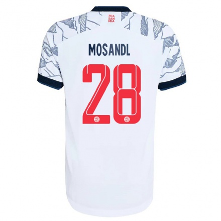 Niño Fútbol Camiseta Moritz Mosandl #28 Gris Blanco 3ª Equipación 2021/22 La Camisa Chile