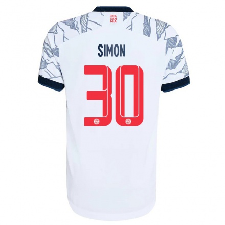 Niño Fútbol Camiseta Carolin Simon #30 Gris Blanco 3ª Equipación 2021/22 La Camisa Chile