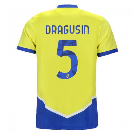 Niño Fútbol Camiseta Radu Dragusin #5 Azul Amarillo 3ª Equipación 2021/22 La Camisa Chile