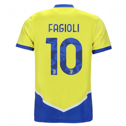 Niño Fútbol Camiseta Nicolo Fagioli #10 Azul Amarillo 3ª Equipación 2021/22 La Camisa Chile