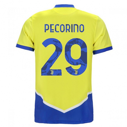Niño Fútbol Camiseta Emanuele Pecorino #29 Azul Amarillo 3ª Equipación 2021/22 La Camisa Chile