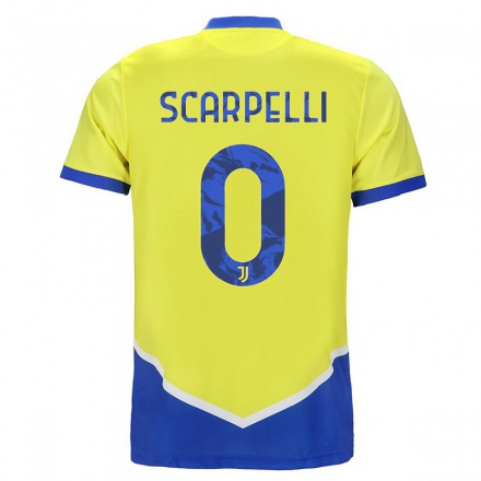 Niño Fútbol Camiseta Lorenza Scarpelli #0 Azul Amarillo 3ª Equipación 2021/22 La Camisa Chile