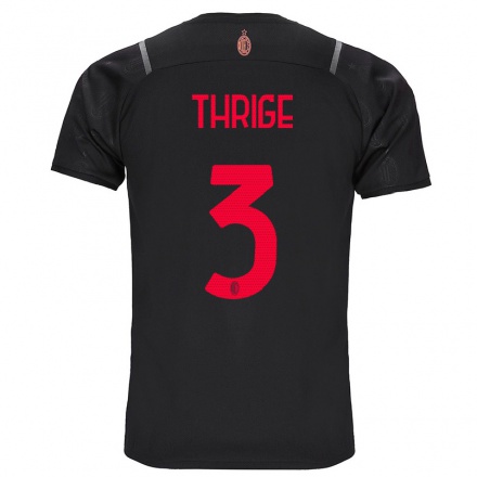 Niño Fútbol Camiseta Sara Thrige #3 Negro 3ª Equipación 2021/22 La Camisa Chile