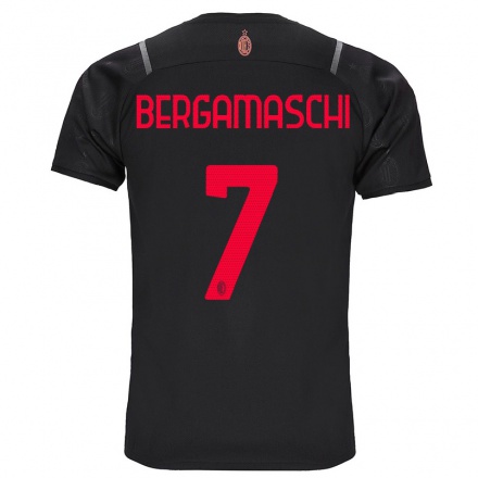 Niño Fútbol Camiseta Valentina Bergamaschi #7 Negro 3ª Equipación 2021/22 La Camisa Chile