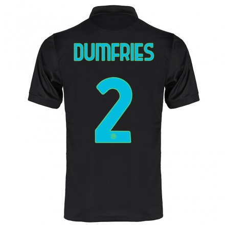 Niño Fútbol Camiseta Denzel Dumfries #2 Negro 3ª Equipación 2021/22 La Camisa Chile
