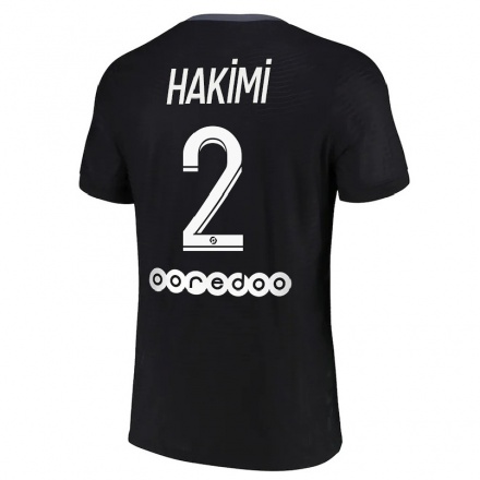 Niño Fútbol Camiseta Achraf Hakimi #2 Negro 3ª Equipación 2021/22 La Camisa Chile