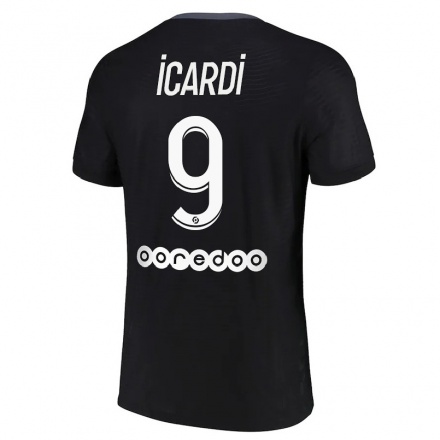 Niño Fútbol Camiseta Mauro Icardi #9 Negro 3ª Equipación 2021/22 La Camisa Chile