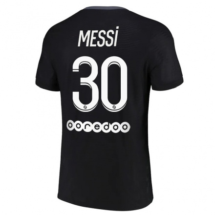Niño Fútbol Camiseta Lionel Messi #30 Negro 3ª Equipación 2021/22 La Camisa Chile