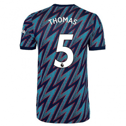 Niño Fútbol Camiseta Thomas Teye Partey #5 Azul Negro 3ª Equipación 2021/22 La Camisa Chile