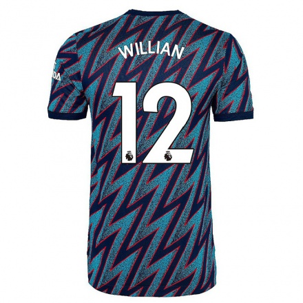 Niño Fútbol Camiseta Willian Borges da Silva #12 Azul Negro 3ª Equipación 2021/22 La Camisa Chile