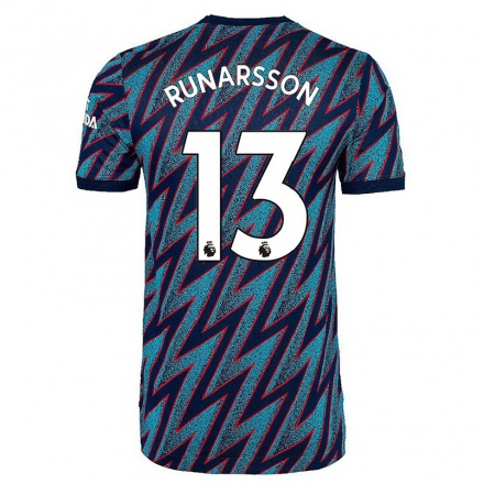 Niño Fútbol Camiseta Alex Runarsson #13 Azul Negro 3ª Equipación 2021/22 La Camisa Chile