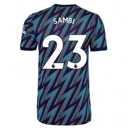 Niño Fútbol Camiseta Albert Sambi Lokonga #23 Azul Negro 3ª Equipación 2021/22 La Camisa Chile