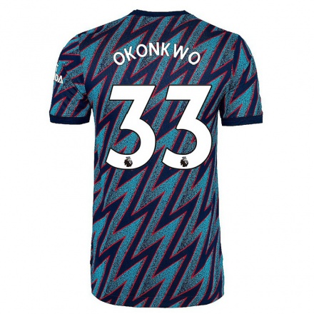 Niño Fútbol Camiseta Arthur Okonkwo #33 Azul Negro 3ª Equipación 2021/22 La Camisa Chile