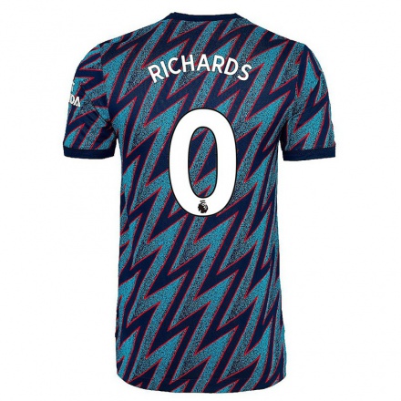 Niño Fútbol Camiseta Amani Richards #0 Azul Negro 3ª Equipación 2021/22 La Camisa Chile