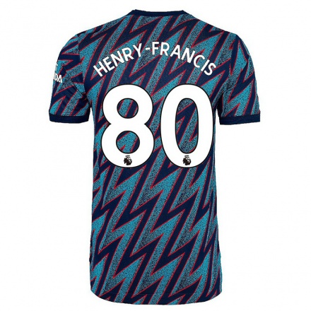 Niño Fútbol Camiseta Jack Henry-Francis #80 Azul Negro 3ª Equipación 2021/22 La Camisa Chile