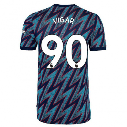 Niño Fútbol Camiseta Billy Vigar #90 Azul Negro 3ª Equipación 2021/22 La Camisa Chile