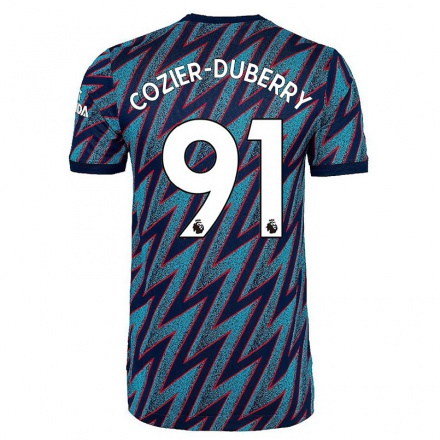 Niño Fútbol Camiseta Amario Cozier-Duberry #91 Azul Negro 3ª Equipación 2021/22 La Camisa Chile