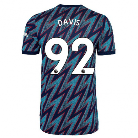 Niño Fútbol Camiseta Henry Timi Davis #92 Azul Negro 3ª Equipación 2021/22 La Camisa Chile