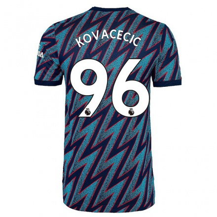 Niño Fútbol Camiseta Alex Kovacecic #96 Azul Negro 3ª Equipación 2021/22 La Camisa Chile