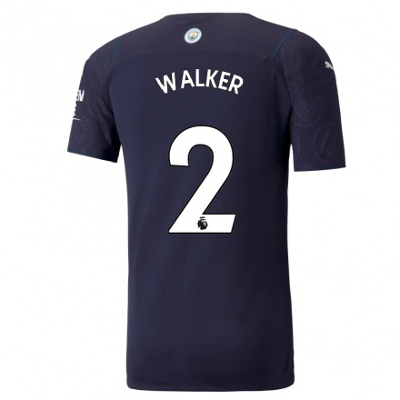 Niño Fútbol Camiseta Kyle Walker #2 Azul Oscuro 3ª Equipación 2021/22 La Camisa Chile