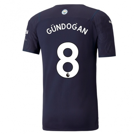 Niño Fútbol Camiseta Ilkay Gundogan #8 Azul Oscuro 3ª Equipación 2021/22 La Camisa Chile