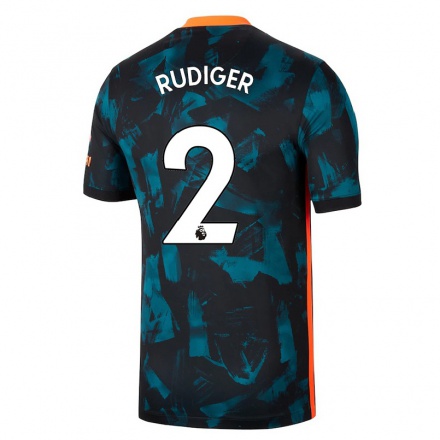 Niño Fútbol Camiseta Antonio Rudiger #2 Azul Oscuro 3ª Equipación 2021/22 La Camisa Chile