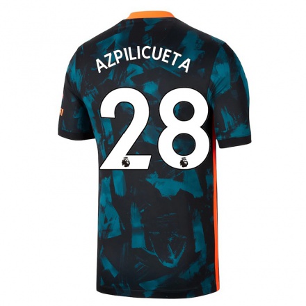 Niño Fútbol Camiseta Cesar Azpilicueta #28 Azul Oscuro 3ª Equipación 2021/22 La Camisa Chile