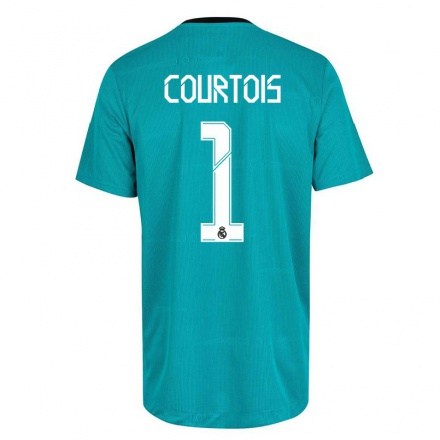 Niño Fútbol Camiseta Thibaut Courtois #1 Verde Claro 3ª Equipación 2021/22 La Camisa Chile