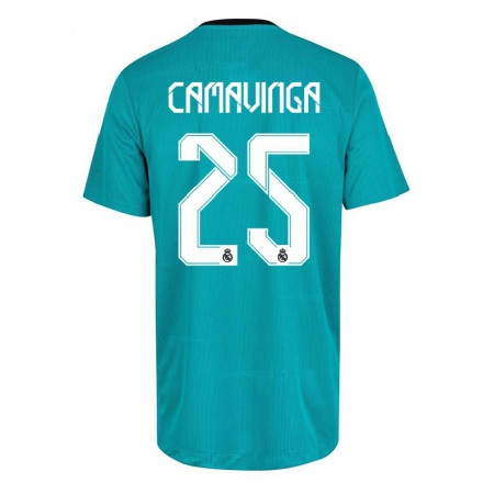 Niño Fútbol Camiseta Eduardo Camavinga #25 Verde Claro 3ª Equipación 2021/22 La Camisa Chile