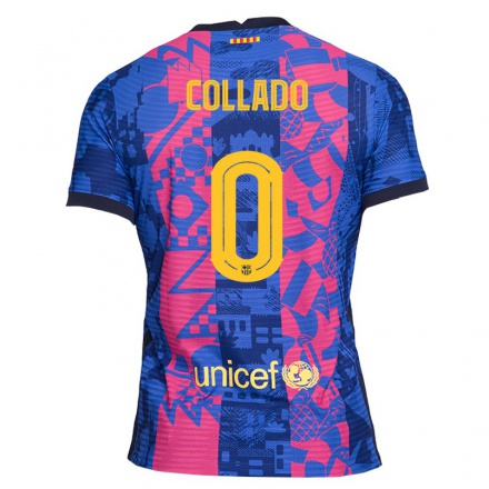 Niño Fútbol Camiseta Alex Collado #0 Rosa Azul 3ª Equipación 2021/22 La Camisa Chile