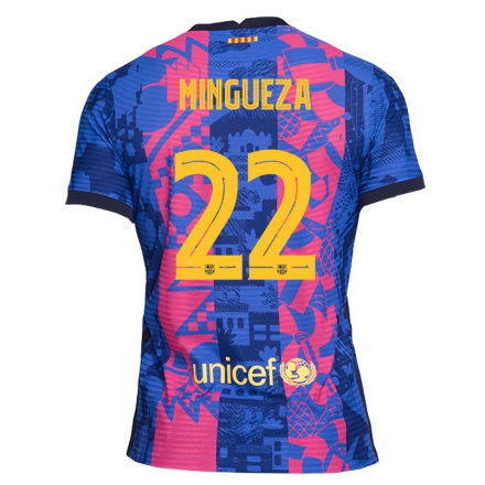 Niño Fútbol Camiseta Oscar Mingueza #22 Rosa Azul 3ª Equipación 2021/22 La Camisa Chile