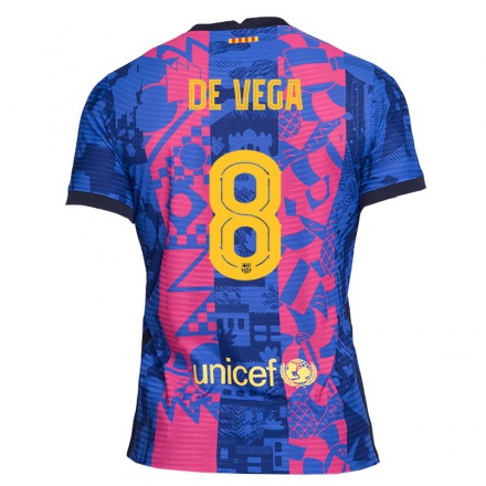 Niño Fútbol Camiseta Lucas de Vega #8 Rosa Azul 3ª Equipación 2021/22 La Camisa Chile