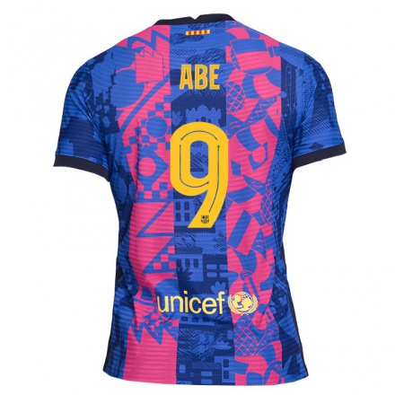 Niño Fútbol Camiseta Hiroki Abe #9 Rosa Azul 3ª Equipación 2021/22 La Camisa Chile