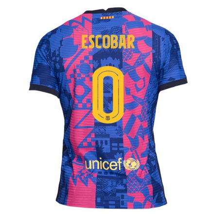 Niño Fútbol Camiseta Jordi Escobar #0 Rosa Azul 3ª Equipación 2021/22 La Camisa Chile