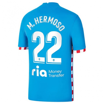 Niño Fútbol Camiseta Mario Hermoso #22 Azul 3ª Equipación 2021/22 La Camisa Chile