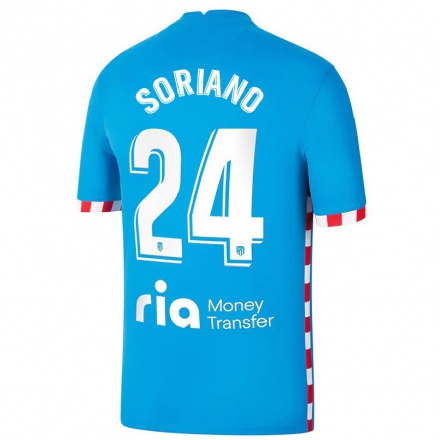 Niño Fútbol Camiseta Mario Soriano #24 Azul 3ª Equipación 2021/22 La Camisa Chile