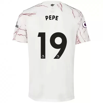 Niño Fútbol Camiseta Nicolas Pepe #19 2ª Equipación Blanco 2020/21 La Camisa Chile