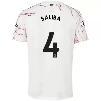 Niño Fútbol Camiseta William Saliba #4 2ª Equipación Blanco 2020/21 La Camisa Chile