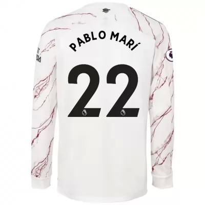 Niño Fútbol Camiseta Pablo Mari #22 2ª Equipación Blanco 2020/21 La Camisa Chile