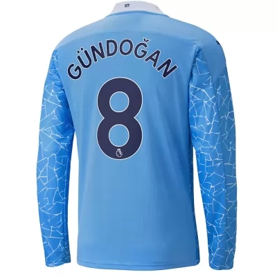 Niño Fútbol Camiseta Ilkay Gundogan #8 1ª Equipación Azul 2020/21 La Camisa Chile