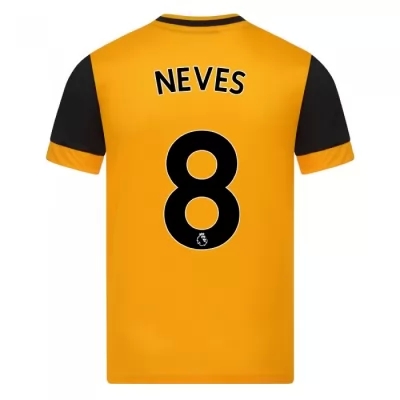 Niño Fútbol Camiseta Ruben Neves #8 1ª Equipación Naranja 2020/21 La Camisa Chile