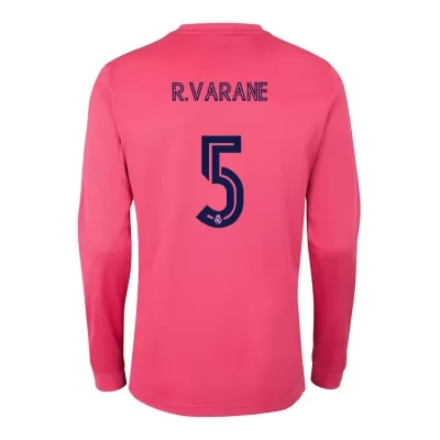 Niño Fútbol Camiseta Raphael Varane #5 2ª Equipación Rosado 2020/21 La Camisa Chile