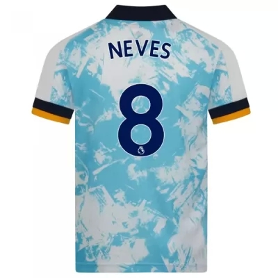 Niño Fútbol Camiseta Ruben Neves #8 2ª Equipación Blanco Azul 2020/21 La Camisa Chile