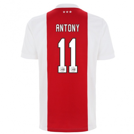 Hombre Fútbol Camiseta Antony #11 Rojo Blanco 1ª Equipación 2021/22 La Camisa Chile
