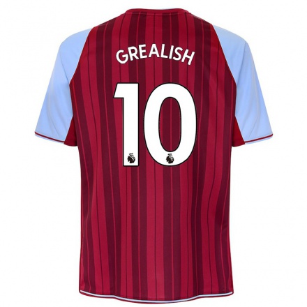 Hombre Fútbol Camiseta Jack Grealish #10 Granate 1ª Equipación 2021/22 La Camisa Chile