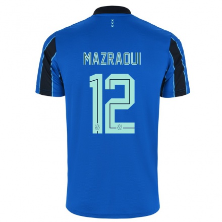 Hombre Fútbol Camiseta Noussair Mazraoui #12 Azul Negro 2ª Equipación 2021/22 La Camisa Chile
