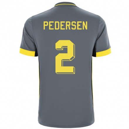 Hombre Fútbol Camiseta Marcus Holmgren Pedersen #2 Gris Negro 2ª Equipación 2021/22 La Camisa Chile