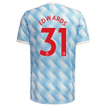 Hombre Fútbol Camiseta Maria Edwards #31 Azul Blanco 2ª Equipación 2021/22 La Camisa Chile