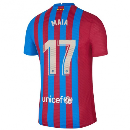 Hombre Fútbol Camiseta Gustavo Maia #17 Granate Azul 1ª Equipación 2021/22 La Camisa Chile